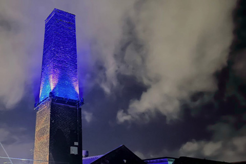 The team at PAS decided to position the Rogue luminaries on all four corners of the chimney
