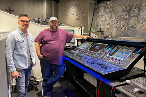 Seacoast Church audio engineer manager JT Price and production director Mike Ward (at the new DiGiCo Quantum338 console