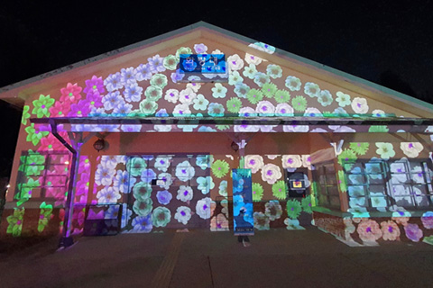 Colourful projections on the old Hwarangdae Station are achieved by a Christie D16WU-HS laser projector