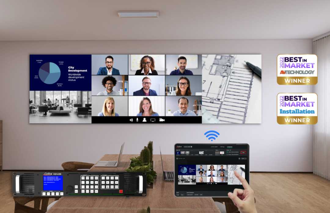 The Calibre One Canvas is designed for multi-screen 4K conference applications