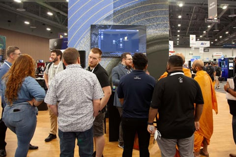 The Meyer Sound booth drew steady crowds throughout the show