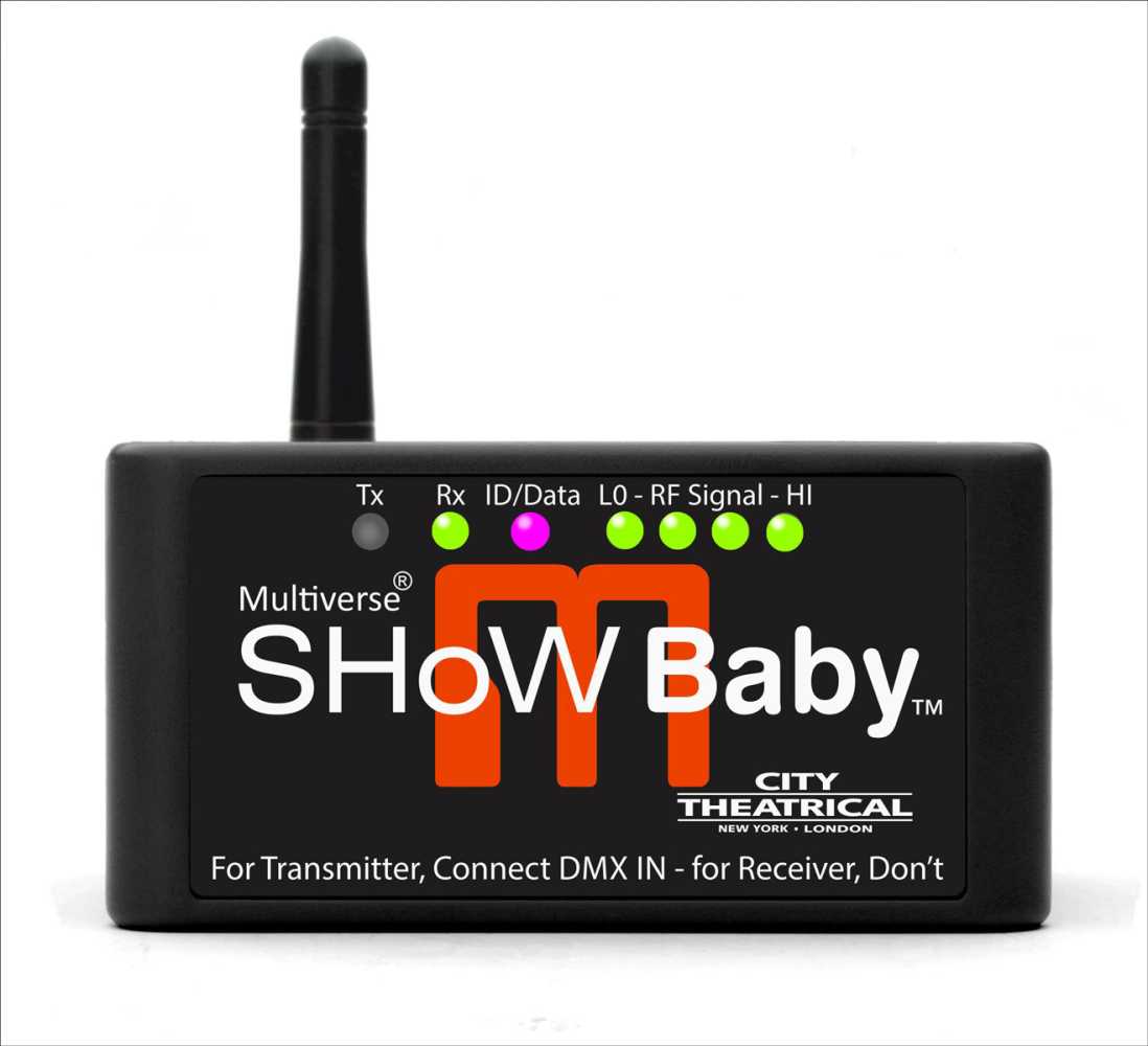 Among the most widely used wireless DMX solutions by City Theatrical is Multiverse SHoW Baby