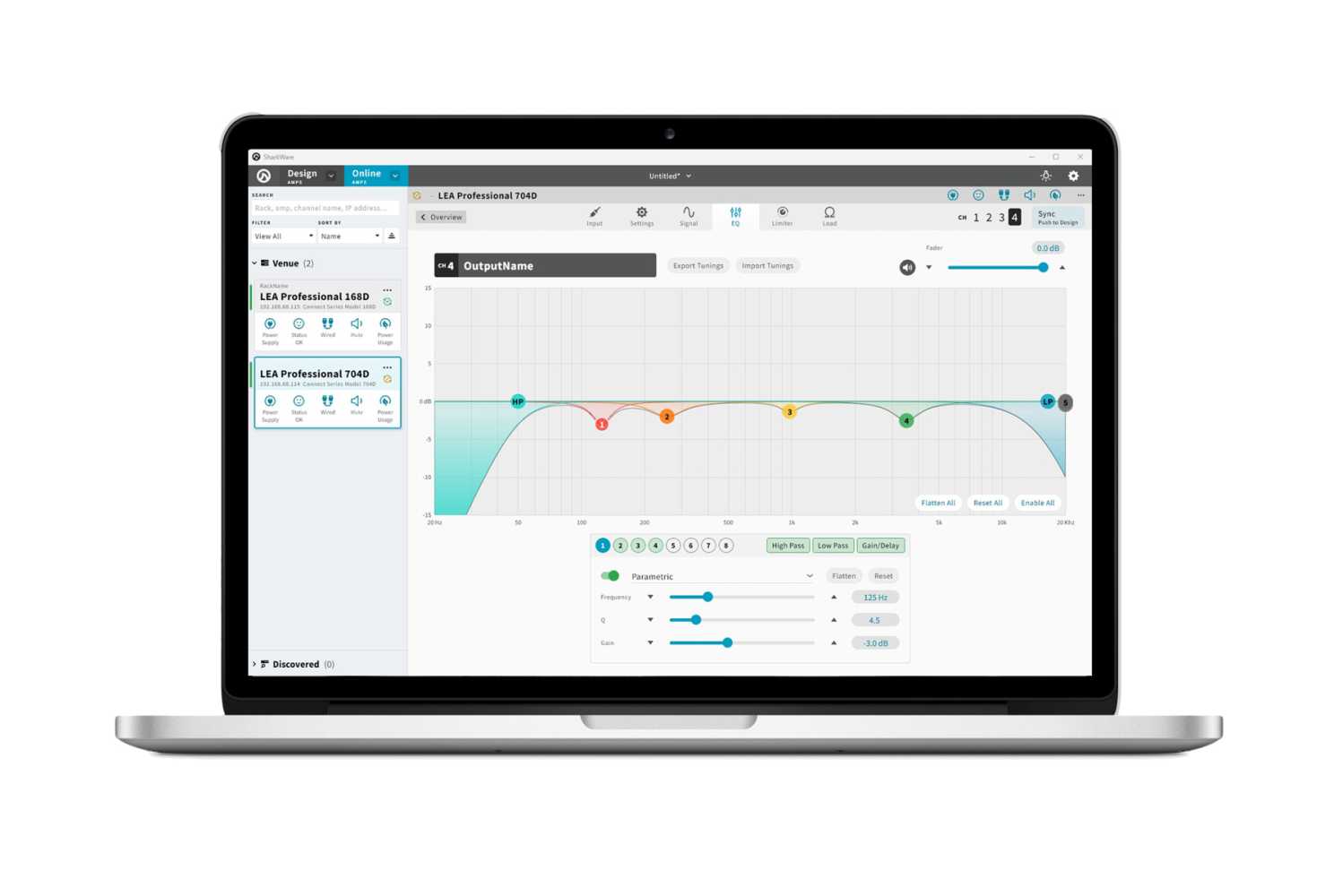 Sharkware includes features such as amplifier grouping