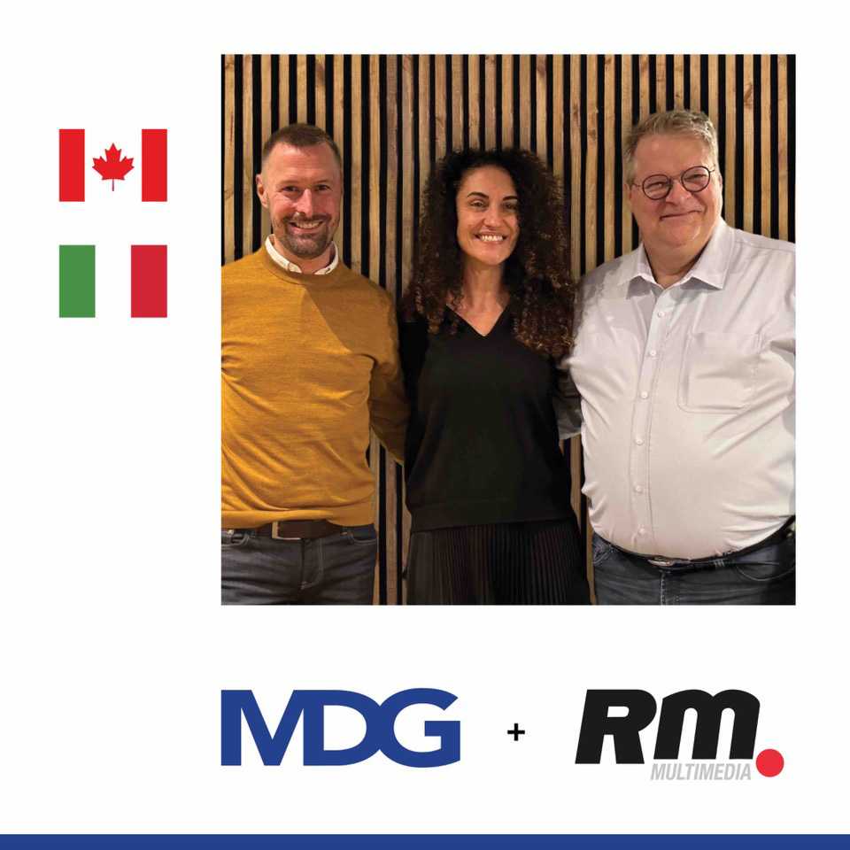 MDG’s Nicolas Duhamel and Martin Michaud with RM Multimedia’s Paula Poroliseanu