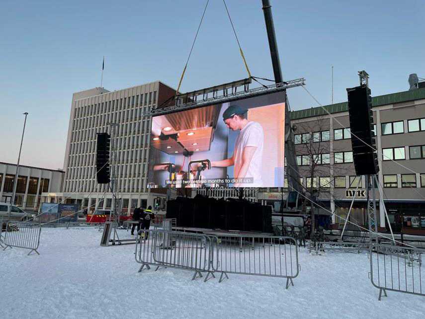 An outdoor cinema was especially created in the town square