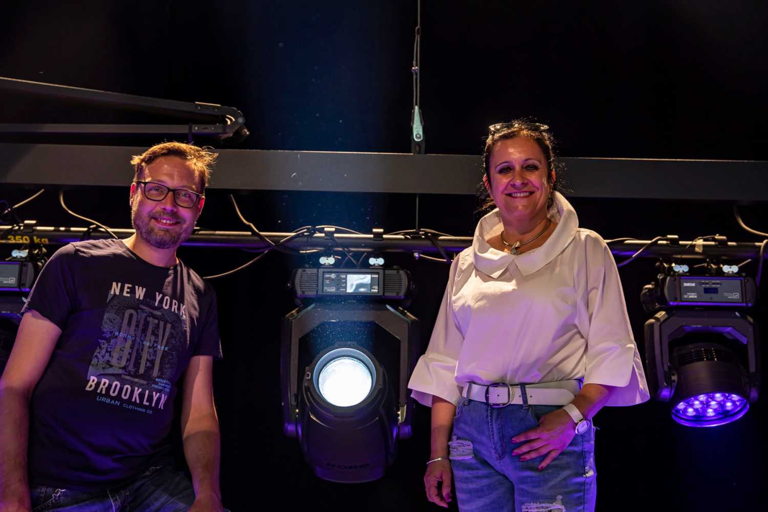 Zagorje Cultural Hall’s chief technician Gregor Troha (left) and manager Karmen Cestnik (photo: Louise Stickland)