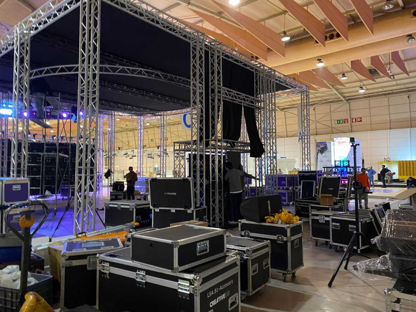 Fenix Stage provided the trusses for the booth assembly