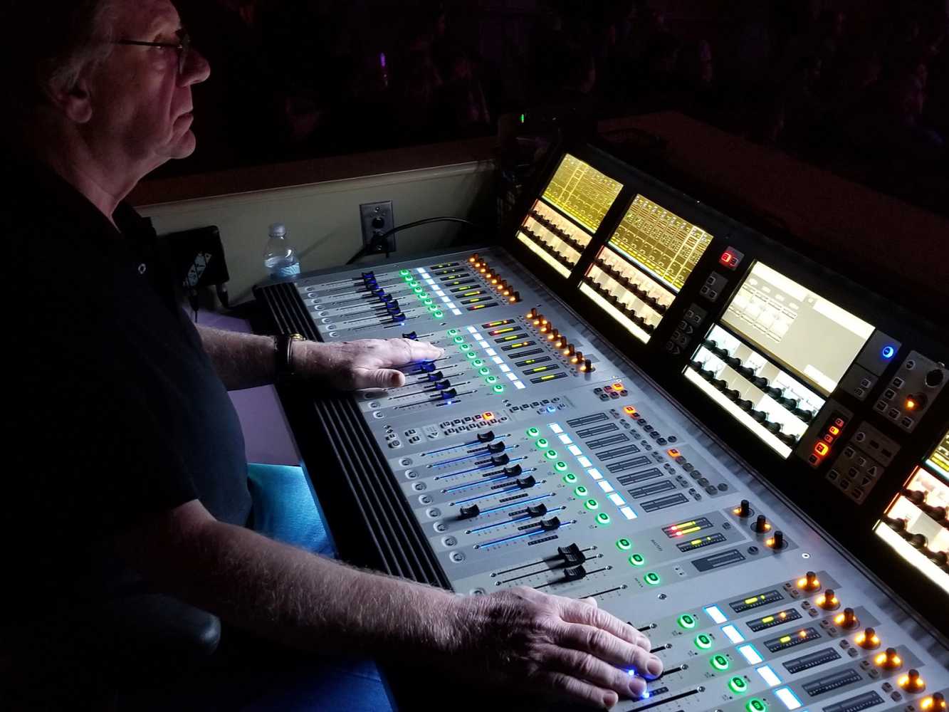 Production manager Jeff Morley with the Soundcraft Vi3000