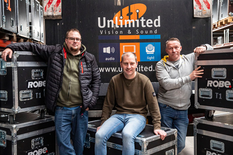 Controllux’s Maikel Sakkers with Unlimited Vision & Sound owner Pascal van Engelen and operations manager John von Gaal (photo: Louise Stickland)