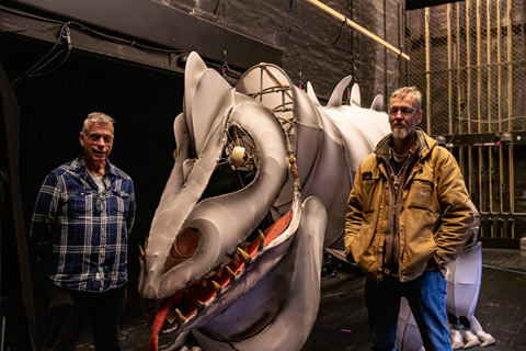 Bellevue Teatret production manager Bjarne Olsen (left) with technical manager Martin Vive Rasmussen (photo: Louise Stickland)