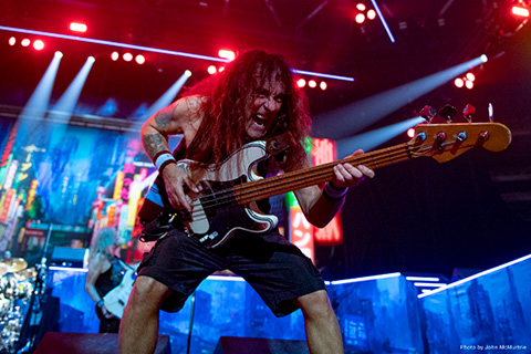 Iron Maiden’s bassist Steve Harris is an Electro-Voice fan (Photo: John McMurtrie)