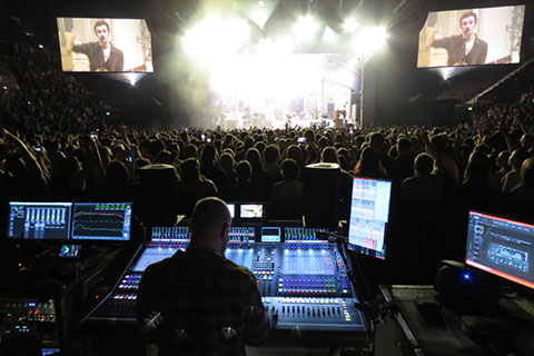 The tour relies on a DiGiCo Quantum 7 at front of house